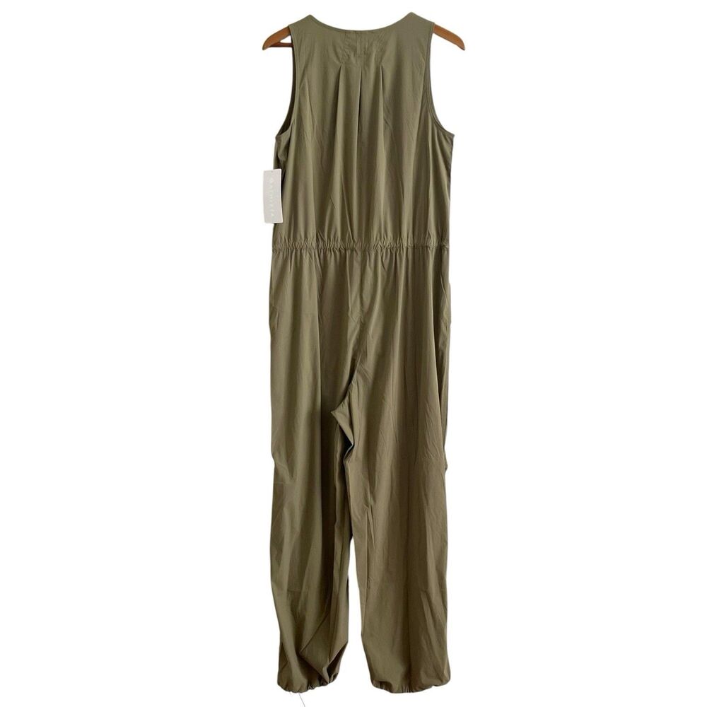 Athleta Flex Jumpsuit size M Olive Zip Up Utility Athleisure Travel Sport Romper - Picture 4 of 14